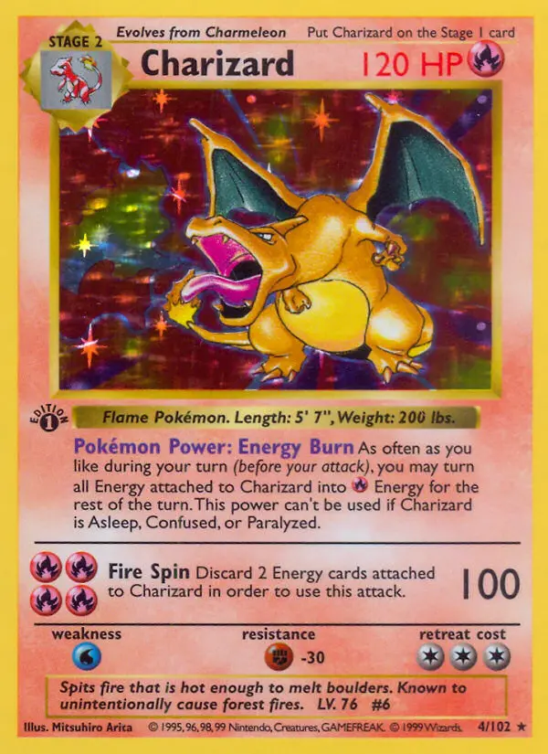 Carta de Charizard, Base Set, Pokémon